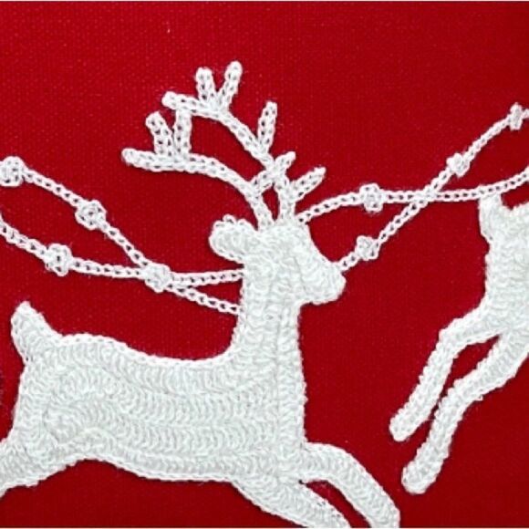 NEW Embroidered Santa and Reindeer Christmas Holiday Throw Pillow Cover - Picture 5 of 7